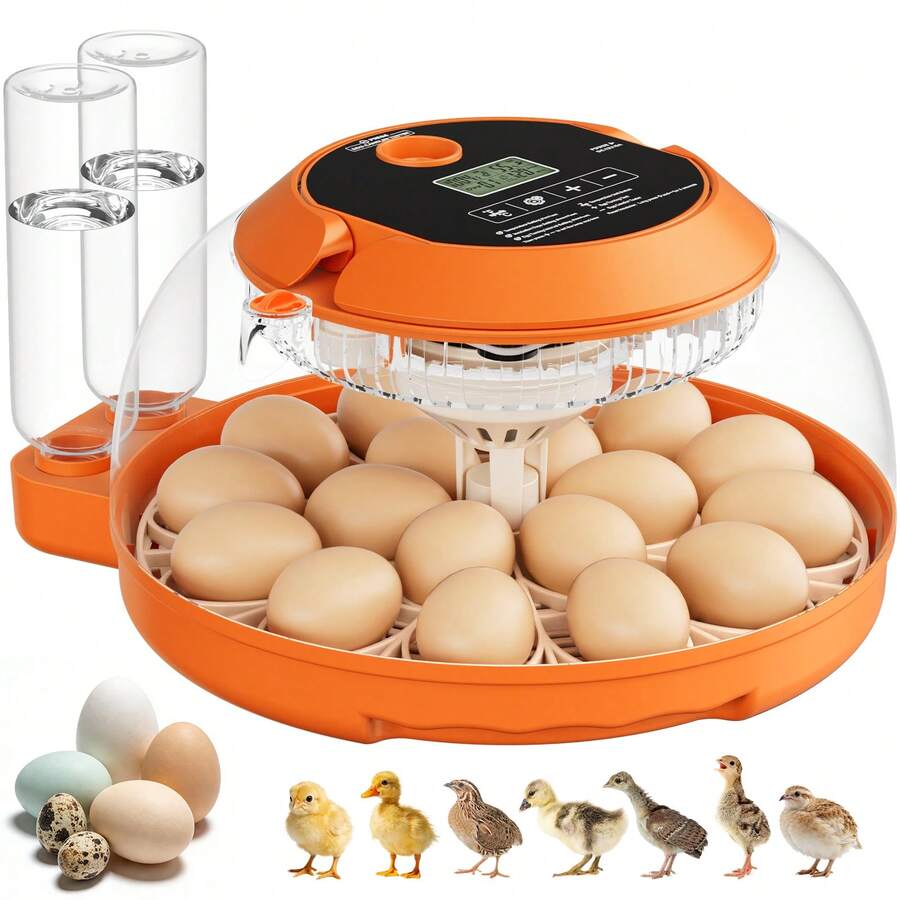 18 Egg Incubator , 360° All-Direction Automatic Egg Turner With LED Candler, Temperature & Humidity Control, 360° View Clear Window, Auto Water Refill, Poultry Eggs Incubators For Hatching Chicks Ducks Goose Quail - 美規A型插(110-127V) - 查看 1