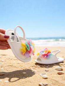 Giày sandal cho bé gái sơ sinh, kiểu dáng bèo nhún, nơ, đế mềm cao cấp, chống trượt, hở mũi, thoáng khí, thích hợp cho mùa hè, hoạt động ngoài trời, tập đi. Giày sandal cho bé gái 0-3 tháng tuổi. - trắng - Xem 8