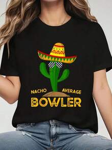 Camiseta a juego para toda la familia con diseño de béisbolero "Nacho Average" y temática mexicana "Cinco De Mayo". Camiseta gráfica de ropa para mujer, uso casual para todas las estaciones, cómoda, suave, de manga corta y cuello redondo, 100% algodón, para mujer, ideal para el verano. - Negro - Ver 7