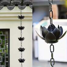 Courtyard Decoration Downslip Chain Lotus Flower Rain Chain Rain Deflector Eaves Decoration Flower Rain Chain String - Black - View 4