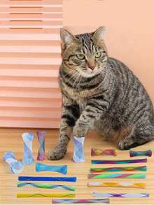 Random Color Plastic Spring Cat Toy, Interactive Cat Toy, Suitable For Cats To Scratch, Chew And Chase, Great Gift For Cats And Dogs, Ideal Choice For Valentine's Day Gift. - Multicolor - View 6