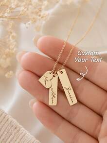Dây chuyền khắc tên theo yêu cầu, Quà tặng cá nhân hóa, Dây chuyền Ngày của Mẹ dành cho mẹ, Dây chuyền mặt dây chuyền cho mẹ, Dây chuyền quyến rũ, Quà tặng trang sức cho mẹ, Mạ vàng 18K - Vàng - Xem 2