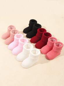 6 Pairs/Pack Solid Color Anti-Slip Cuff Baby Socks For Girls In Autumn/Winter - Multicolor - View 5