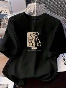Camiseta de Mujer [Patrón de Círculos] Camiseta estampada de moda para mujer, suave, versátil, con un lindo patrón de conejito, suave y cómoda, camiseta de manga corta estampada, adecuada para uso casual, blusas de moda para todas las estaciones para mujeres. - Negro - Ver 7