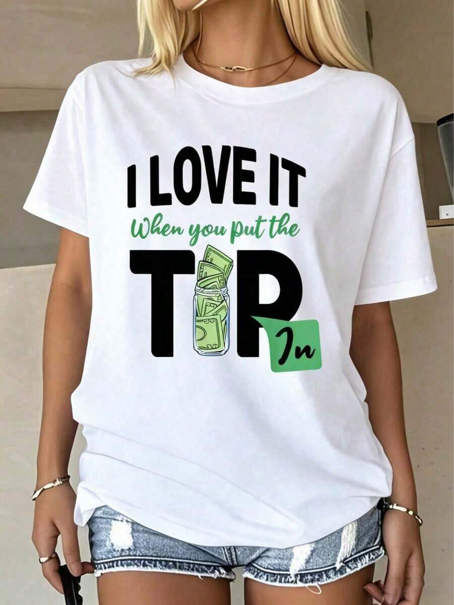 Funny Bartender T-Shirt For Women And Unisex - "I Love You So Much I Left A Blur" Print With Bartender Tools (Money, File, Ice) - 100% Soft And Breathable, Short Sleeve, Ideal For Bartender Gifts, Parties, Casual Wear - Machine Washable, Summer Clothing - 白色 - 查看 1