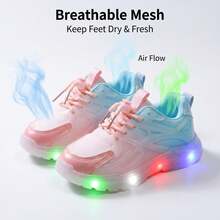 Colorful Luminous Running Shoes - Lighting Shoes For Kids, Changeable Color Lights, Cartoon Design, LED Light Shoes - Perfect For 3-5 Years Old Boys And Girls - Black and White - View 10