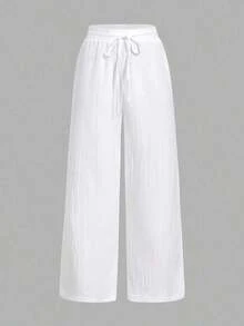Set de 3 pantalones casuales de mujer con estilo náutico a rayas blancas y negras, con cintura ajustable y bolsillos, de pierna recta, adecuados para vacaciones de verano - Multicolor 9 - Ver 6