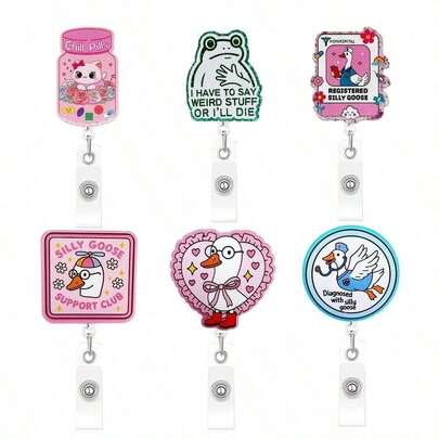 1pc Interesting Animal Badge Reel, Retractable ID Card Holder With Rotating Alligator Clip, Suitable As Gift Accessory For Nurses, Doctors, Office Workers