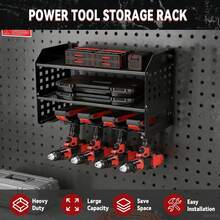 Tool Storage, Tool Rack For 4 Drill Holders, Heavy Duty Wall Mounted Rack For Garage, Home, Workshop - Black - View 1