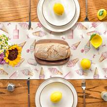 1pc Ice Cream Bow Summer Tablecloth, Seasonal Kitchen Dining Table Home Party Decoration - Multicolor - View 4