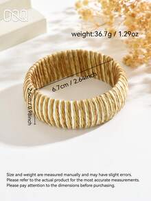 OOQ 1pc Elegant Minimalist Style Woven Round Bangle Bracelet For Women, Chic Fashion Versatile Fresh Accessory Suitable For Daily, Holiday, Commute Wear (Handmade Rattan Weaving, Random Shape) - Mixed Coffee - View 2