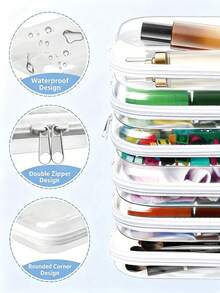 M+L Best-Selling PVC Zipper Toy Storage Box, Transparent Hard Stackable Organizer Bag, Home Storage Box, Multi-Functional Transparent Design, Also Suitable For Clothing Storage, Full-Function Storage Bag, Suitable For Travel, Back To School, School Supplies, Etc. - Multicolor - View 6