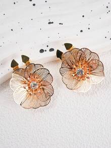 2 Cubiertas de botón con flor calada exquisita, gemelos de strass desmontables, decoración de botón de camisa/vestido de metal floral elegante para hombres y mujeres, juego de botones ligero adecuado para bodas, ceremonias de graduación, cenas y otras ocasiones, accesorios formales y regalos unisex - A - Ver 4