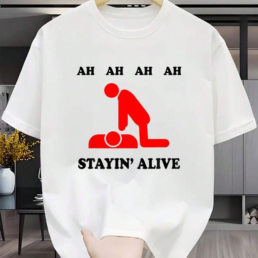 Printed T-Shirt For Men And Women - White - View 1