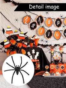 100/50/5pcs-Mini Araignées Noires Réalistes - Décorations d'Araignées d'Halloween, Fournitures de Fête d'Halloween, Décoration d'Halloween, Araignées en Plastique Réalistes pour Halloween, Jouets d'Araignées en Plastique Réalistes pour la Décoration de Fête d'Halloween, Maison Hantée, Farces et Cadeaux de Bonbons pour Fête, Décoration d'Halloween - noir - Voir 2