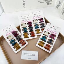 6入組迷你果凍色幾何髮夾，復古法式瀏海夾，度假海灘髮飾抓夾 - E款 - 查看 3