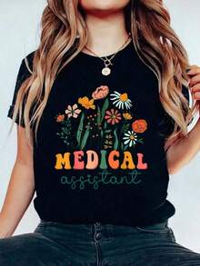 Algodón Camiseta % Algodón Con Estampado De Flores Silvestres Para Asistenteédico, Moderna, Para Mujer, De Verano, Con Cuello Redondo Y Manga Corta, Para Mujer. Camiseta Estampada, Manga Corta, Cuello Redondo, Informal, Para Verano Y Primavera. Ropa Para Mujer.-Vintage Street Style Unisex Loose Cotton Short Sleeve Crew Neck T-Shirtblusas para mujer, playeras de mujer, blusas casuales para dama, - Negro - Ver 8