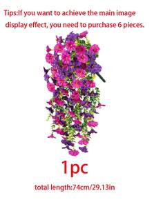 Artificial Silk Morning Glory With Eucalyptus Leaves, UV-Resistant, Realistic Hanging Floral, Artificial Lifelike Flower Plant, Suitable For Outdoor Decoration In Spring And Summer, Artificial Hanging Floral, Suitable For Wedding, Home, Office, Garden, Birthday, Anniversary, Holiday, Graduation Ceremony Decoration (Rose Red) - Multicolor - View 7