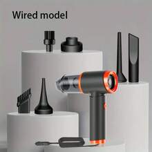 Super Suction Car Vacuum Cleaner - High-Power Wet & Dry Cleaning - Portable Mini Handheld Pet Hair Remover - Multi-Functional And Waterproof - 黑橙色 - 查看 5