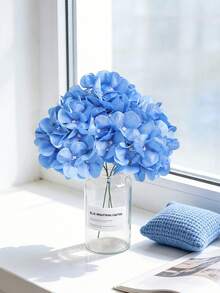 6/12pcs Multicolor Artificial Hydrangea Flowers With Stems, Polyester Fake Flower Heads, Suitable For Home Decor, Wedding Venue Decoration, Birthday Party, Bedroom, Living Room, Creative Display - Blue - View 3