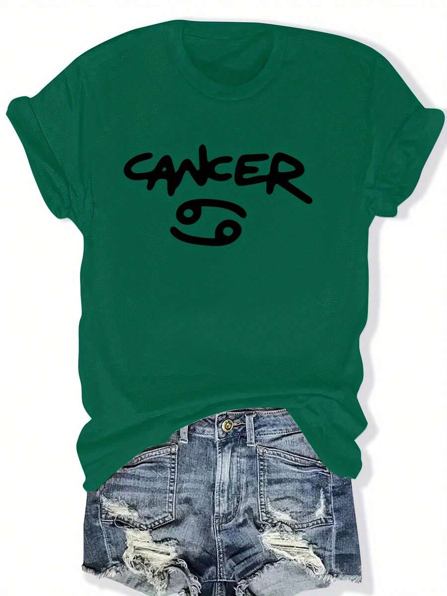 Talla Grande - Talla Grande - Camiseta de manga corta estilo urbano con estampados únicos, perfecta para el verano y la primavera.Presenta un corte holgado y un escote redondo amplio, adecuado para uso casual y moda femenina de talla grande. - Verde Oscuro - Ver 1
