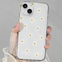 1pc Minimalist Fresh Daisy Flower Transparent Soft Phone Case - Multicolor - View 4