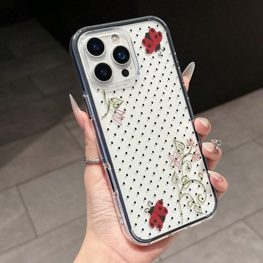 Funda de teléfono PROMAX con estampado de lunares, flores y mariquitas, adecuada como regalo de cumpleaños y Navidad para parejas, novias, hijas y adolescentes - Multicolor - Ver 1