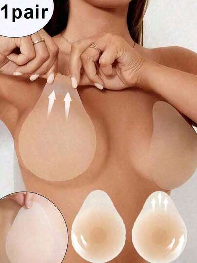 1 Pair Women Silicone Breast Lift Tape, Ultra-Thin Solid Silicone Lift And Support Invisible Backless Nipple Cover Bra Lift Tape