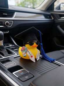 Cute Yellow Graduation Duck Decoration With Glasses, Diploma And Wreath - Car Dashboard Decor, Graduation Party Favors, Graduation Celebration Decor, Graduation Gift - Little Yellow Duck - View 10