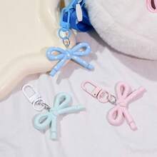 4pcs Acrylic Hollow Bowknot Keychains, Street Fashion Acrylic Pendant Decoration, Lightweight Portable Accessory, Gift For Girlfriend And Best Friend - Multicolor - View 5