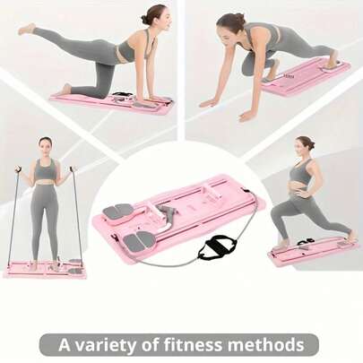 1 pieza Tabla de Pilates plegable con rebote automático - Entrenador abdominal y de núcleo multifuncional con mango estable, equipo de gimnasio portátil para entrenamiento de fuerza de núcleo. Material de PP morado. Tabla de ejercicios plegable | Fitness multifuncional | Plataforma de entrenamiento estable, accesorio de gimnasio.