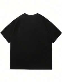 レディース夏新作デイリーカジュアルルーズラウンドネックコットン半袖Tシャツ。キュートで万能なプリントがプリントされており、ファッショナブルで万能、デイリーウェアレディーストップスに最適。 - ブラック - チェックする 2