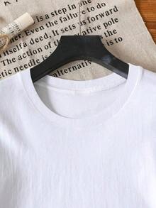 Avslappnad dam-T-shirt med citrontryck, korta ärmar och rund hals. - Vitt - Visa 4