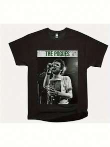 Una elegante camiseta negra nueva con música folk irlandesa clásica de los 80 de The Pogues, fabricada por Gildan. Esta cómoda camiseta para hombre es perfecta para uso casual y es un gran regalo coleccionable, talla grande. - Negro - Ver 2