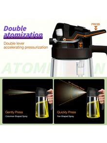 1pc 16oz/470ml Glass Olive Oil Sprayer, Refillable, For Cooking, Baking, Grilling, Frying, Salad, Air Fryer, Easy To Clean, Durable, Suitable For Home, Outdoor, Restaurant, BBQ, 2-In-1 Olive Oil Dispenser Bottle Spray And Pour Kitchen Gadget Cooking Air Fryer Salad BBQ (2 Colors Available) - Multicolor - View 7