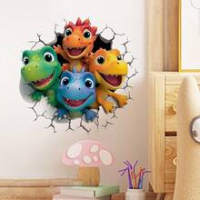 1/2 buah Stiker Dinding Dinosaurus Lucu dan Menarik dengan Efek Dinding Rusak. Stiker yang dapat dilepas, berperekat sendiri, dan tahan air ini cocok untuk kamar tidur, ruang bermain, dan dekorasi rumah. - Stiker dinding - View 3