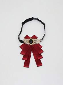 Pajarita clásica y versátil, pajarita con cristales de imitación en estilo universitario, broche de solapa floral unisex para fiestas, días festivos y bodas - Multicolor - Ver 12