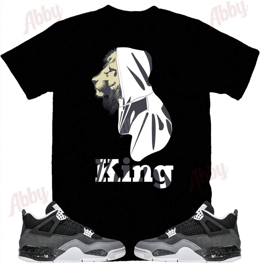 Camiseta del Rey León para combinar con Jordans 4 Fear, camiseta retro 4 Fear, camiseta de zapatillas Fear - forma - Ver 1