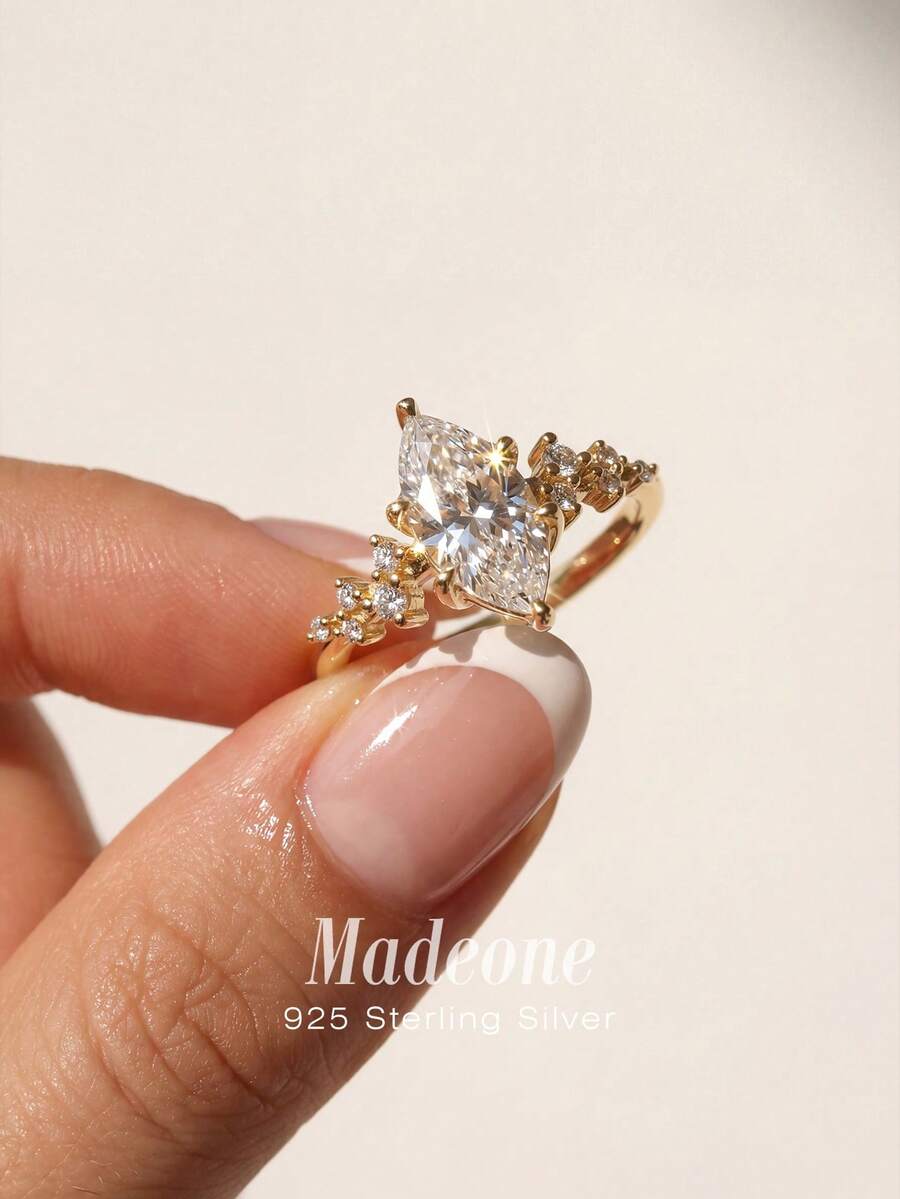 1 chiếc nhẫn bạc 925 hình giọt nước ren cổ điển (thương hiệu MadeOne), lấp lánh và quyến rũ, thích hợp cho các buổi hẹn hò và tiệc tùng, một món quà lý tưởng dành cho phái nữ.