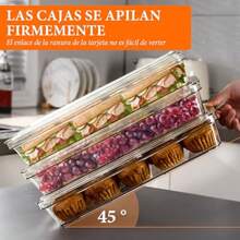 QY- Juego de 2 Organizadores de Refrigerador Apilables Transparentes -Contenedores para Refrigerador - Contenedores para Alimentos - Contenedores Organizadores sin BPA para Cocina y Gabinetes -1188 - Transparencia - Ver 4
