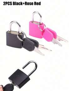 2 piezas Candado de equipaje mini multicolor (Negro+Rosa Rojo) Candado de carcasa de plástico colorido de aleación de zinc, candado pequeño con llave para equipaje, mochila, candado de casillero del gimnasio, candado de maleta, juego de emparejamiento en el aula, etc., candado de maleta con llave, imprescindible para volver al colegio, imprescindible para el cartero - multicolor - Ver 11