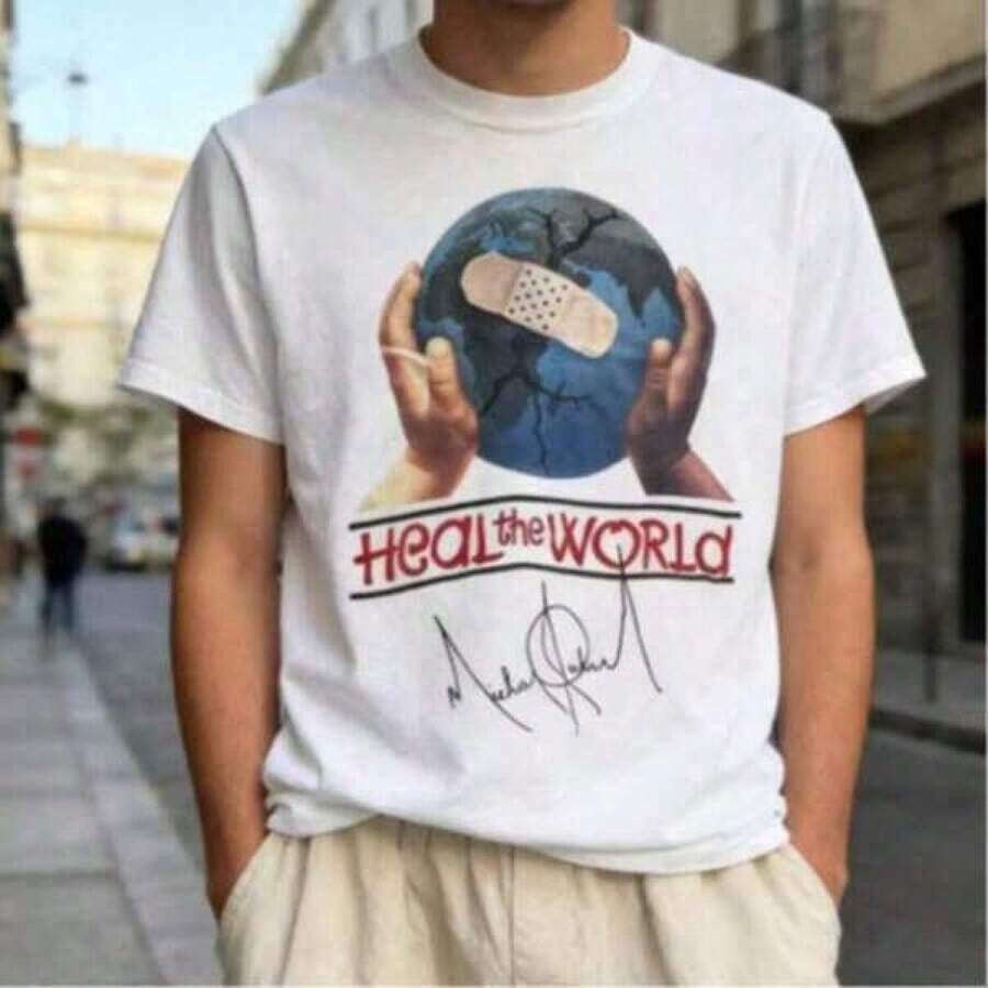 Camisetas estampadas para mujerThe World Michaels Jacksons Album Cover Unisex Short Sleeve Men's Women's Tshirts Tee Children's Adult Parent Child T Shirts,Camiseta gráfica para hombre,Top de estilo urbano hip-hop,Camiseta holgada de estilo retro para hombre,blusas para mujer,La elección perfecta para tus atuendos de San Valentín - Blanco - Ver 1