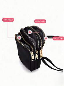 Colorful Gradient Butterfly Heart Pattern Crossbody Bag, Compact Oxford Fabric Multi-Pocket Shoulder Bag And Phone Bag With Gold Zipper, Adjustable Shoulder Strap, Coin Storage And Earphone Hole - Perfect For Daily Commute And Casual Outings, Summer Beach Travel, Delicate Texture - Multicolor - View 11
