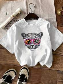 Talla Grande, Camiseta de Verano para Mujer con Estampado de Moda, Camiseta Casual de 180g - Blanco - Ver 5