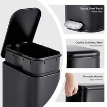 12L Stainless Steel Waste Bin With Sturdy Pedal And Removable Inner Bucket - Compact, With Recycling System (Container) (Unbranded) - Includes Inner Lining - A - View 6