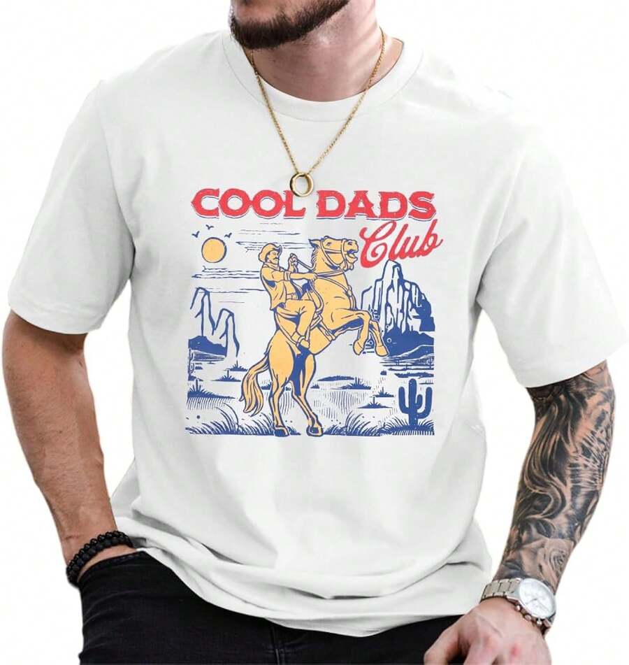 Camiseta para Papá, Estilo Western, Vintage, Divertida, con Estampado Gráfico, para Fiesta de Cumpleaños, Manga Corta - Blanco - Ver 1