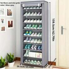 Black Dustproof Shoe Cabinet, Multi-Layer Simple Shoe Rack, Suitable For School Dormitories, Easy To Assemble, Freestanding Shoe Rack, Multiple Layers Available: 6 Layers, 8 Layers (10-Layer Shoe Rack Can Hold About 20-27 Pairs Of Shoes), Dustproof Shoe Rack, Space-Saving Household Storage Rack - Black - View 4