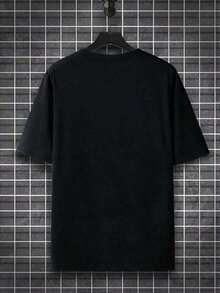Plus Size Fashionable Car Print Short Sleeve-Shirt - Black - View 3