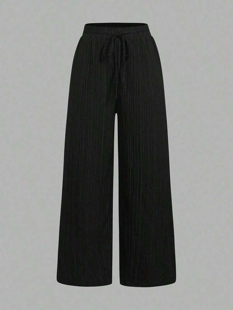 Set de 3 pantalones casuales de mujer con estilo náutico a rayas blancas y negras, con cintura ajustable y bolsillos, de pierna recta, adecuados para vacaciones de verano - Multicolor 9 - Añade 8