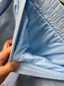 Linen Shirt And Pants Set, 2 Pieces, Lined With Elastic. - azul claro - Ver 7